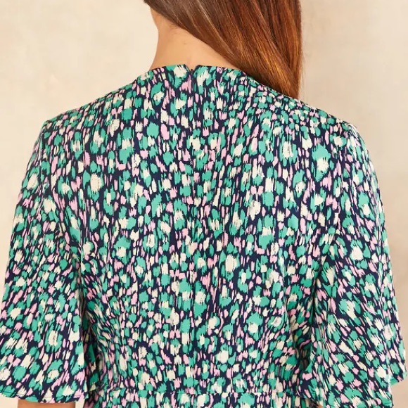 Kimono knot top culottes jumpsuit in pink and green - Picture 7 of 9